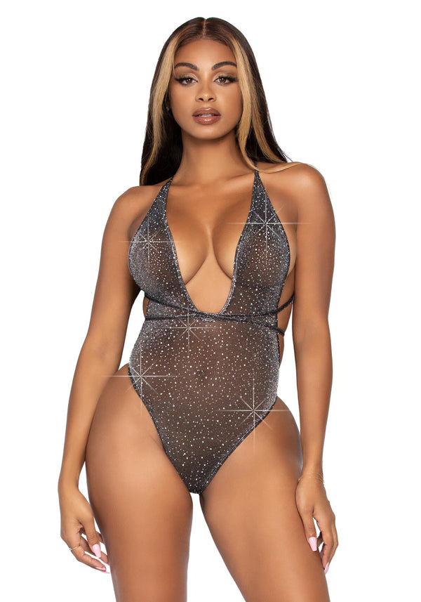 Teddy mit Wickelträgern und Glitzer | Leg Avenue