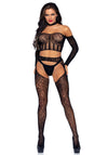 Sexy 3-teiliges Spitzendessous-Set mit Crop Top, Strumpfhalter und String | Leg Avenue