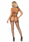 Glitzer Netz Set 3 teilig BH G String Strumpfhose schwarz | Leg Avenue