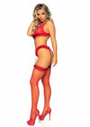 Rotes verführerisches Dessous Set mit passenden Netzstrümpfen von Leg Avenue – Ansicht 5