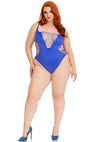 Blauer gewagter Halterneck Bodysuit mit aufregenden Shredded Details von Leg Avenue – Ansicht 4