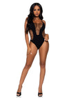 Schwarzer aufregender Neckholder Body mit zerrissenen Details von Leg Avenue – Ansicht 4