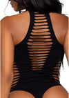 Schwarzer aufregender Neckholder Body mit zerrissenen Details von Leg Avenue – Ansicht 7