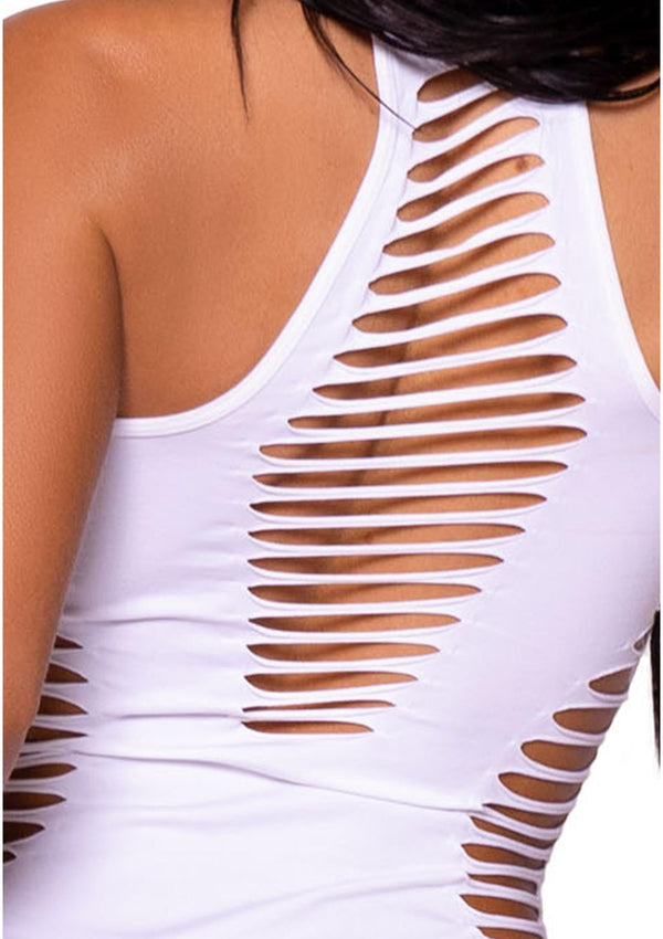 Weißer moderner Neckholder Body mit markanten Cut-Out Details von Leg Avenue – Ansicht 10