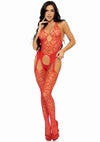 Rotes verführerisches Bodystocking mit Herzdetails von Leg Avenue – Ansicht 7