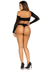 Schwarzer asymmetrischer Bodysuit mit gewagten Cutout Akzenten von Leg Avenue – Ansicht 5