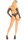 Schwarzer sündiger Netz Bodysuit mit funkelndem Strass und Schnürung von Leg Avenue – Ansicht 7