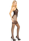 Schwarzer aufreizender Neckholder Bodystocking mit verführerischen Herzmotiven von Leg Avenue – Ansicht 2
