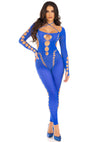 Blauer verführerischer Bodystocking mit aufregenden Cut Outs von Leg Avenue – Ansicht 3