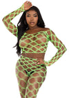 Neongrünes verführerisches Netz Set mit Leggings von Leg Avenue