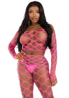 Neongrünes verführerisches Netz Set mit Leggings von Leg Avenue – Ansicht 4