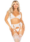 Weißes verführerisches Dessous Set mit zarten Spitzendetails von Leg Avenue