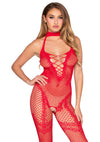 Roter ultra-sexy Netz Bodystocking mit liebevollen Herzakzenten von Leg Avenue