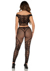 Schwarzes verführerisches schulterfreies Crop Top und Leggings Set von Leg Avenue – Ansicht 4