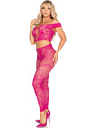 Schwarzes verführerisches schulterfreies Crop Top und Leggings Set von Leg Avenue – Ansicht 8