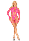 Neonpinkes provokantes Netz Teddy Set mit aufregenden Harness Details von Leg Avenue – Ansicht 6
