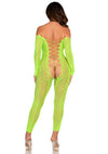 Neongrünes verführerisches Bodystocking mit aufregendem Schlangenmuster von Leg Avenue – Ansicht 2