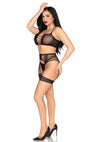 Schwarzes verführerisches Dessous Set mit verspielten Herzdetails von Leg Avenue – Ansicht 4