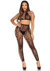 Schwarzes gewagtes zweiteiliges Lingerie Ensemble mit wildem Leoparden Muster von Leg Avenue – Ansicht 2