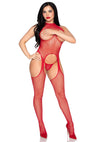 Roter atemberaubender Fishnet Bodystocking mit aufregenden Aussparungen von Leg Avenue – Ansicht 5