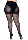 Schwarze verführerische transparente Strumpfhose mit klassischer Rückennaht von Leg Avenue