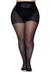 Schwarze verführerische transparente Strumpfhose mit klassischer Rückennaht von Leg Avenue – Ansicht 2