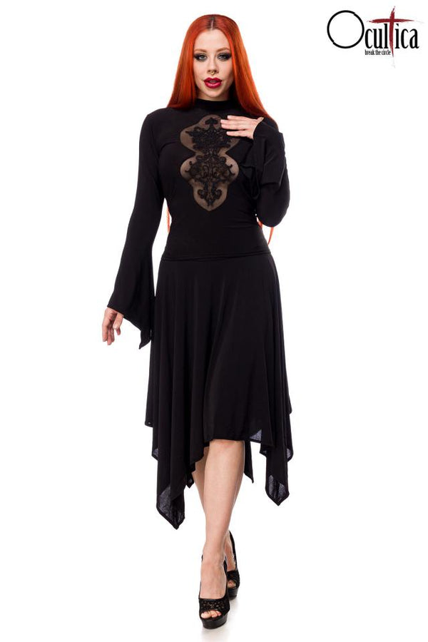 Elegantes Spitzenkleid mit Trompetenärmeln - Feminine Silhouette | Ocultica