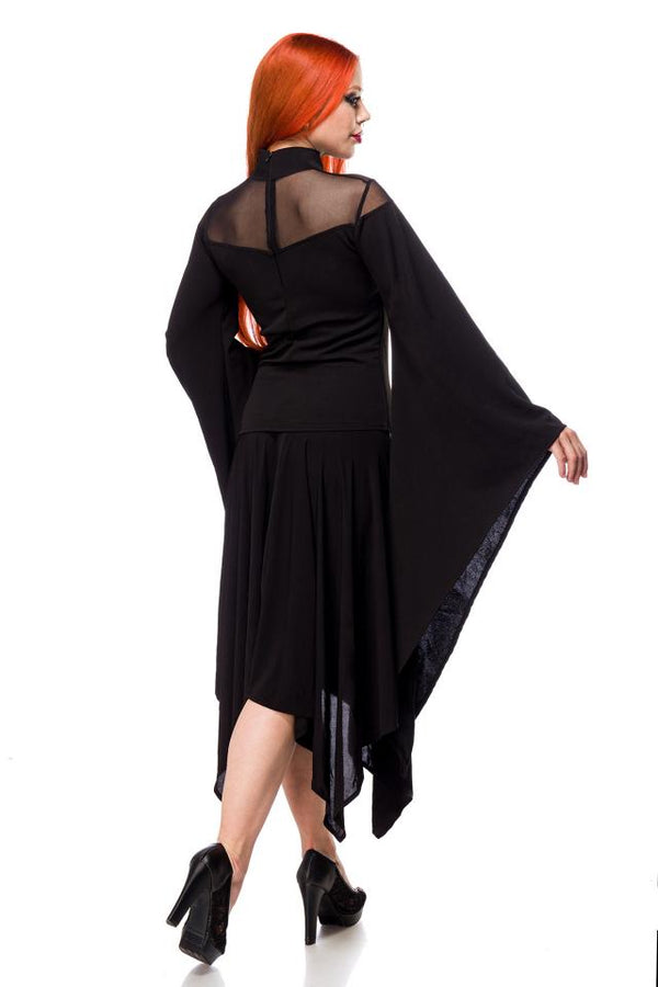 Elegantes Kleid mit Trompetärmeln und Spitzeneinsatz | Ocultica