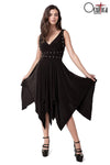 Ärmelloses Gothic-Partykleid mit Nieten und asymmetrischem Schnitt | Ocultica