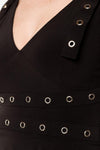 Ärmelloses Gothic-Partykleid mit Nieten und asymmetrischem Schnitt | Ocultica