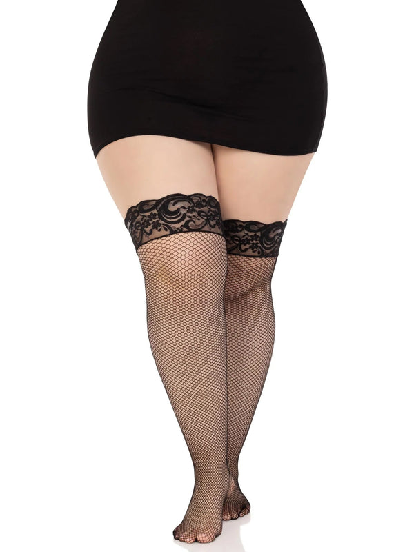 Netzstrumpfhose mit breitem Spitzenstrumpfband | Leg Avenue