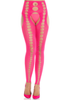 Neonpinke aufreizende Strumpfhose in moderner Strapsoptik von Leg Avenue – Ansicht 4