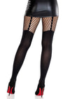 Schwarze gewagte Strumpfhose mit verführerischem Straps Effekt von Leg Avenue – Ansicht 3