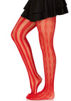Rote extravagante Netzstrumpfhose mit verspieltem Harlekin Muster von Leg Avenue – Ansicht 2