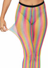 Mehrfarbige auffällige Netzstrumpfhose mit modernen Regenbogenstreifen von Leg Avenue – Ansicht 8