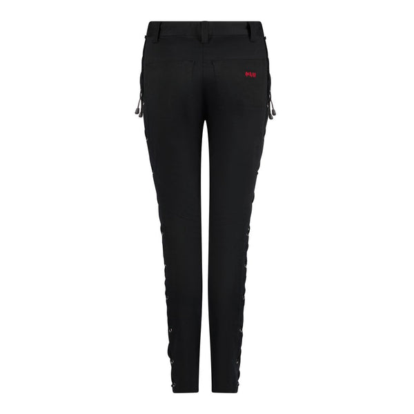 Eng geschnittene Gothic-Jeans mit Schnürung Schwarz | Aderlass