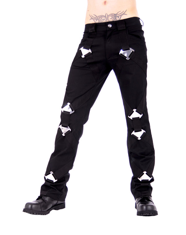 Gothic Jeans mit Metall‑Hardware Schwarz | Aderlass