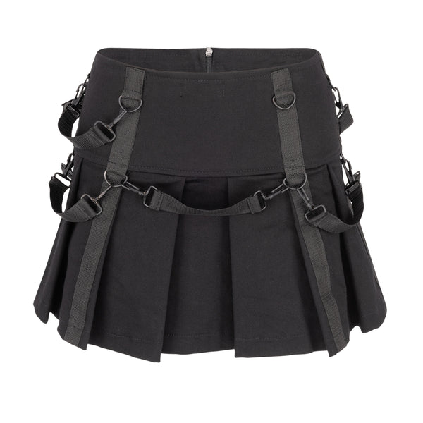 Denimrock mit Bondage-Details Schwarz | Aderlass