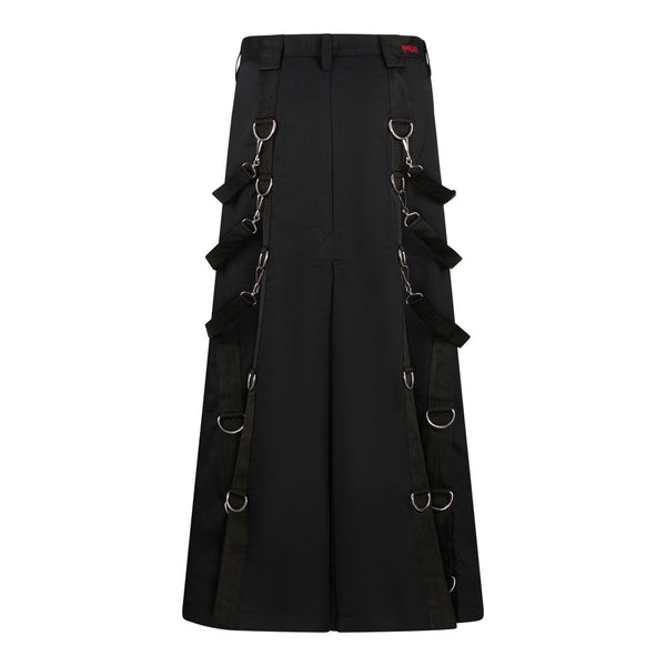 Punkiger Kilt mit Schnallen & D‑Rings Schwarz | Aderlass