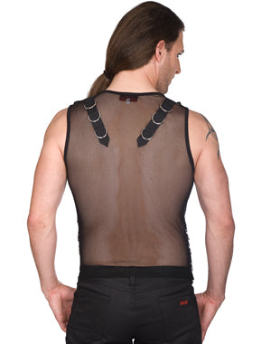 Netz-Top mit D‑Rings über Schulter und Seiten Schwarz | Aderlass