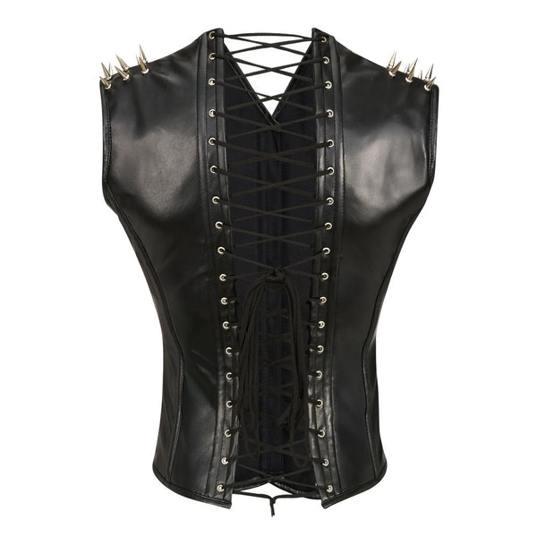 Maskulines Korsett mit konischen Metallspikes Schwarz | Aderlass