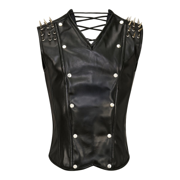 Maskulines Korsett mit konischen Metallspikes Schwarz | Aderlass