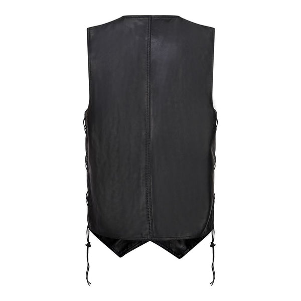 Schwarze Biker-Weste aus echtem Leder Schwarz | Aderlass