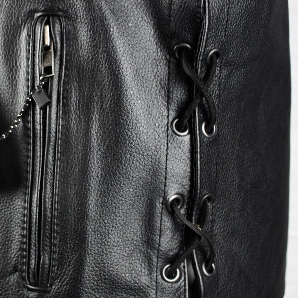 Schwarze Biker-Weste aus echtem Leder Schwarz | Aderlass