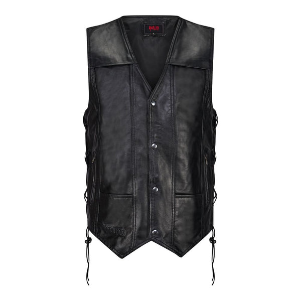 Schwarze Biker-Weste aus echtem Leder Schwarz | Aderlass