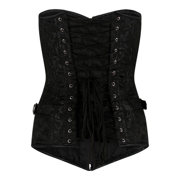 Vollbrust-Corsage im Steampunk-/Brocade-Stil Schwarz | Aderlass