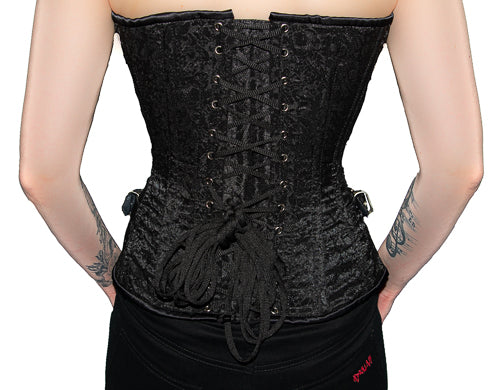 Vollbrust-Corsage im Steampunk-/Brocade-Stil Schwarz | Aderlass