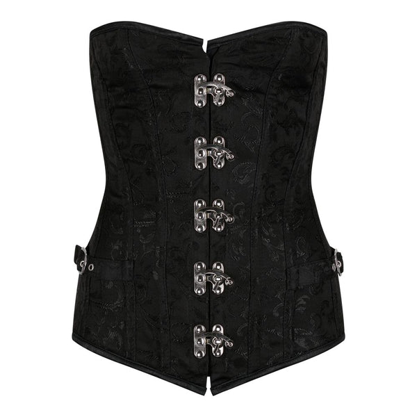Vollbrust-Corsage im Steampunk-/Brocade-Stil Schwarz | Aderlass