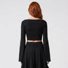 Schwarzes Crop Top im Witch-Style mit weitem Ausschnitt Schwarz von Aderlass – Ansicht 4