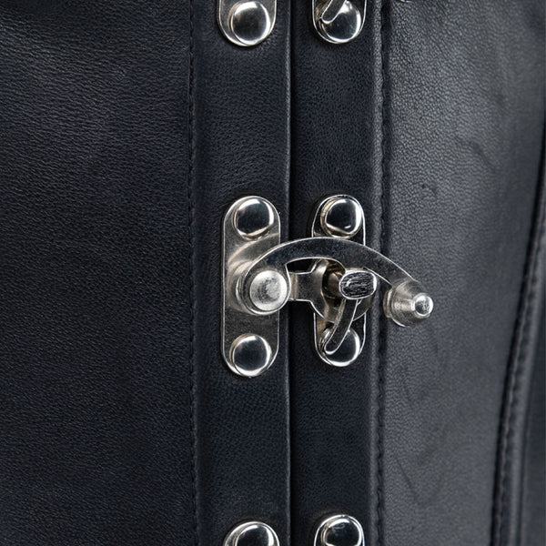 Steampunk Unterbrust-Korsett aus echtem Leder Schwarz | Aderlass
